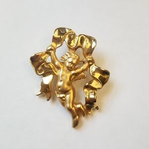 ❗Vintage Karl Lagerfeld Style Gold Large Angel Brooch❗